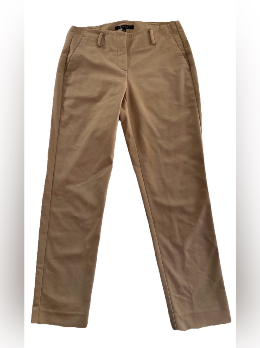 Theory Khaki Beige  trousers pants Size 00 straight-leg fit Excellent